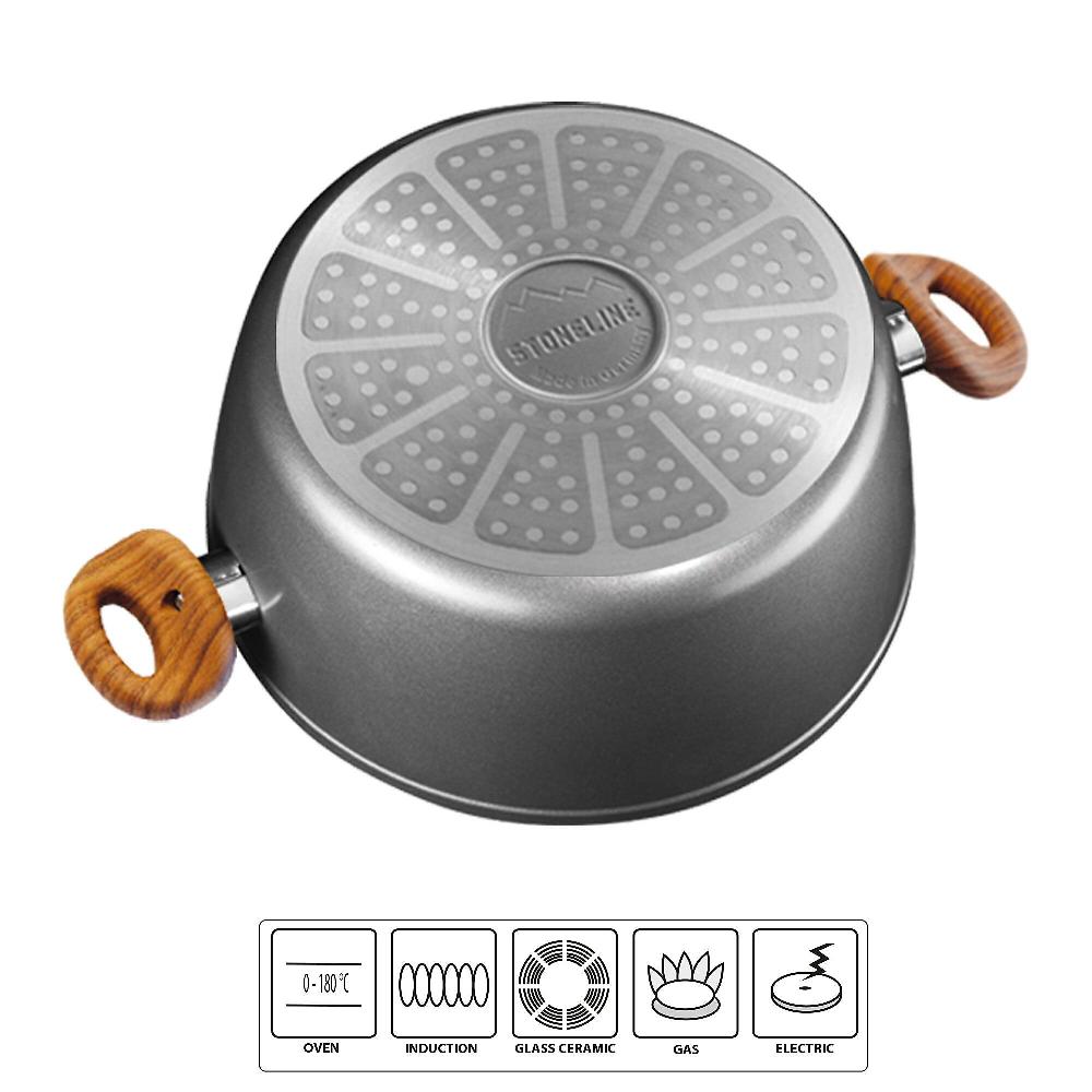 QVC Stoneline Pentola A 2 Manici Con Effetto Legno Coperchio In Vetro