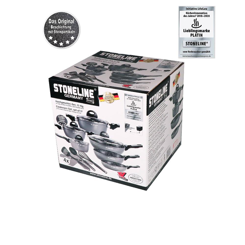 QVC Stoneline REMO Set Pentole Padelle Coperchi E Accessori (17pz)
