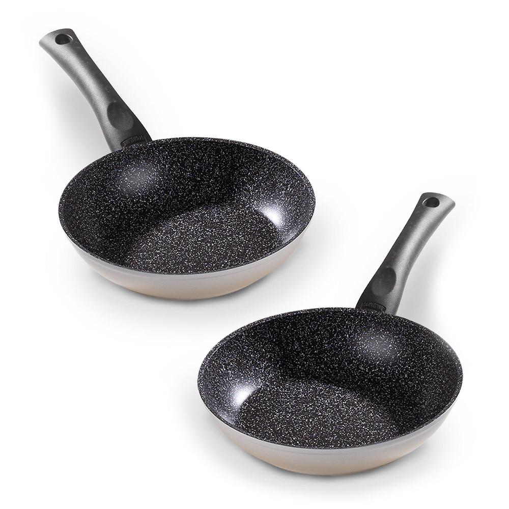 QVC Stoneline Set 2 Padelle Da 24 E 28 Cm Con Protezione Padelle
