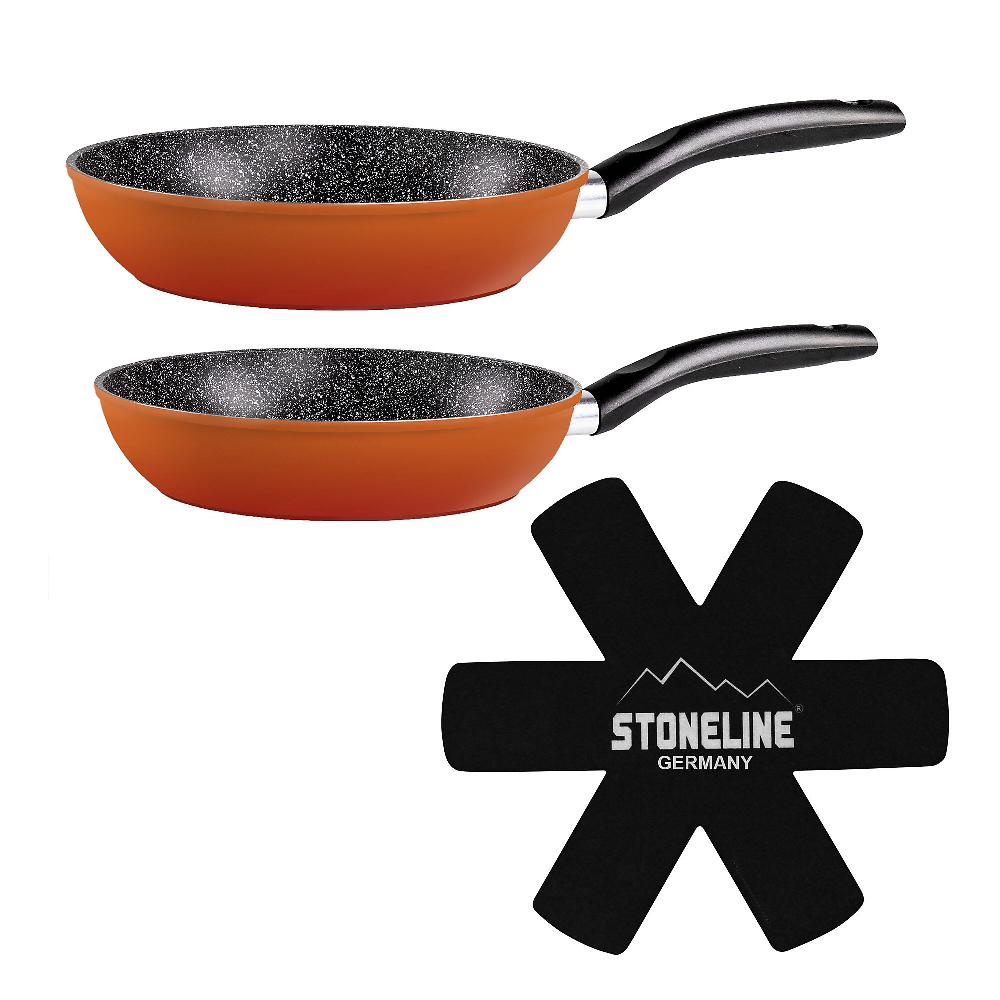 QVC Stoneline Set 2 padelle da 24 e 28 cm con protezione padelle