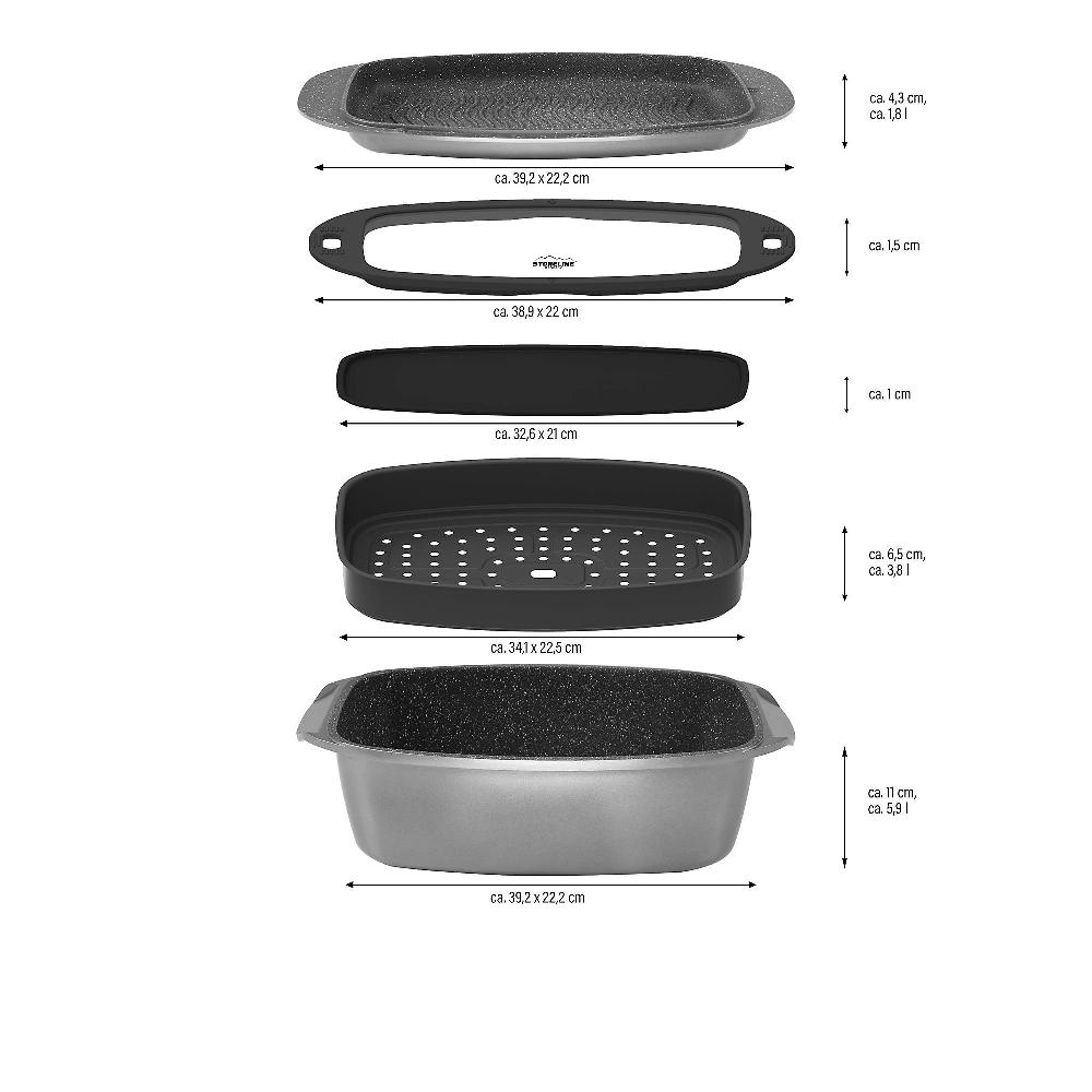 QVC Stoneline Set Multifunzione 9in1 Per Arrostire E Cuocere (5pz)