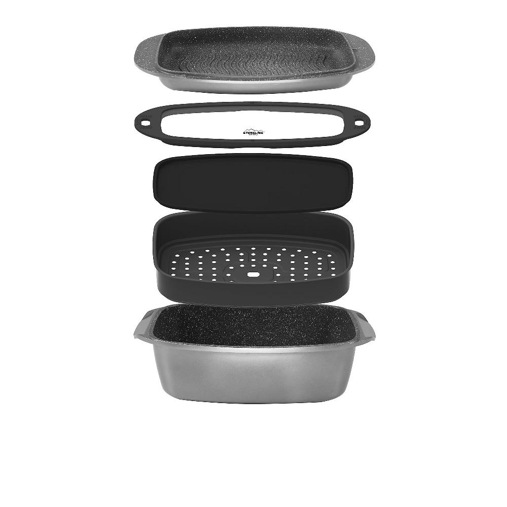 QVC Stoneline Set multifunzione 9in1 per arrostire e cuocere (5pz)