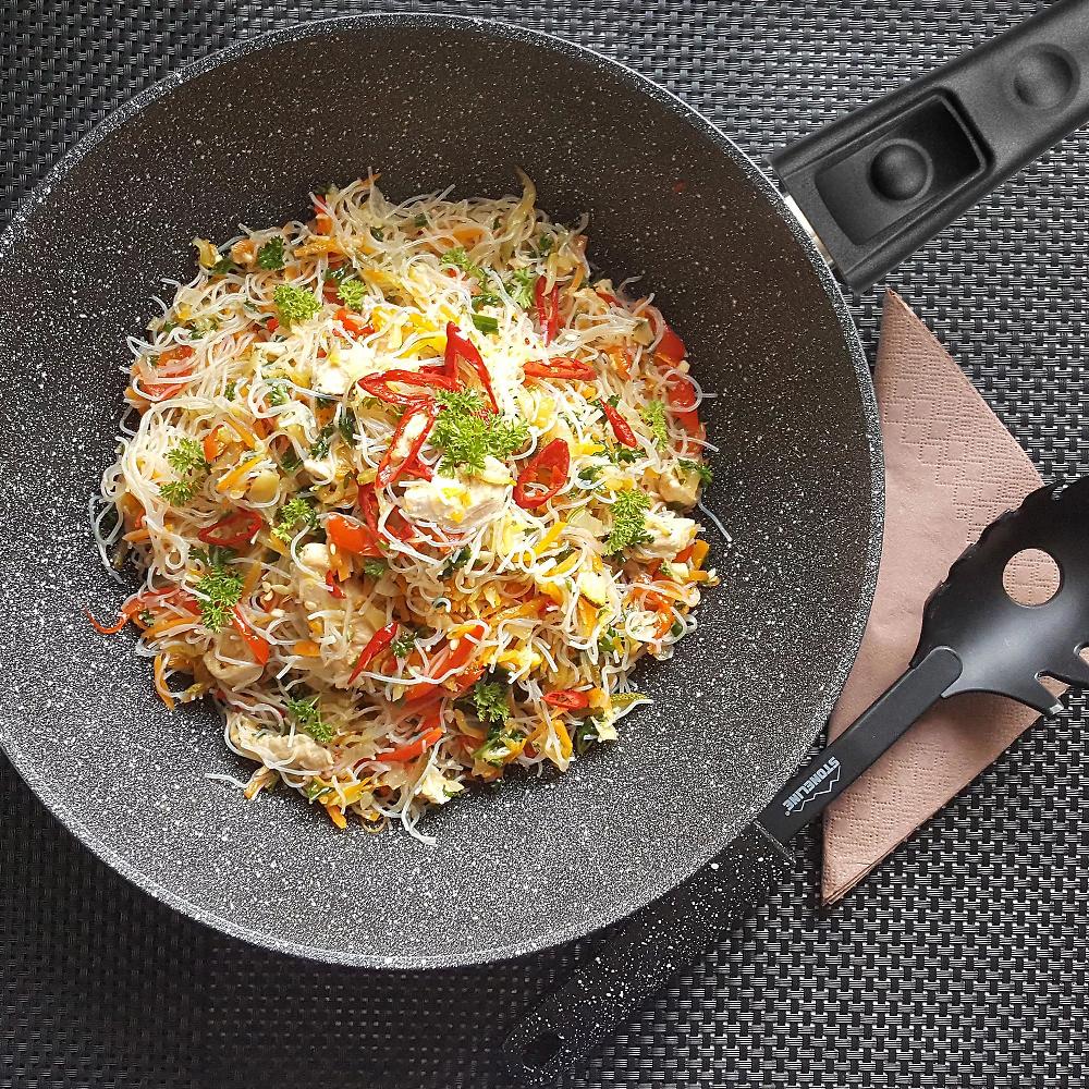 QVC Stoneline Wok Antiaderente 30 Cm Con Manico Removibile