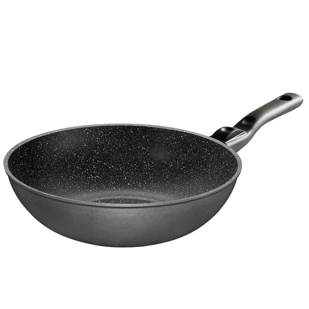 QVC Stoneline Wok antiaderente 30 cm con manico removibile