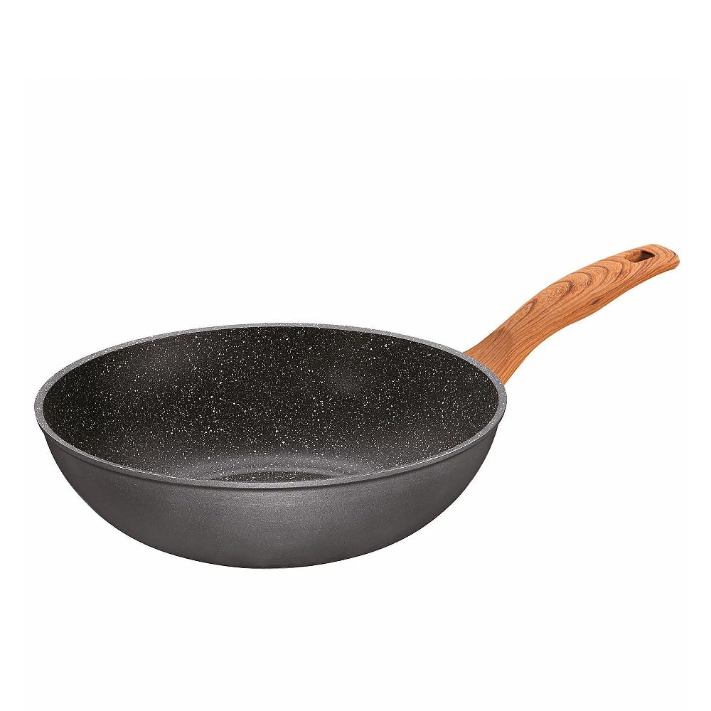 QVC Stoneline Wok in alluminio pressofuso da 30 cm con manico