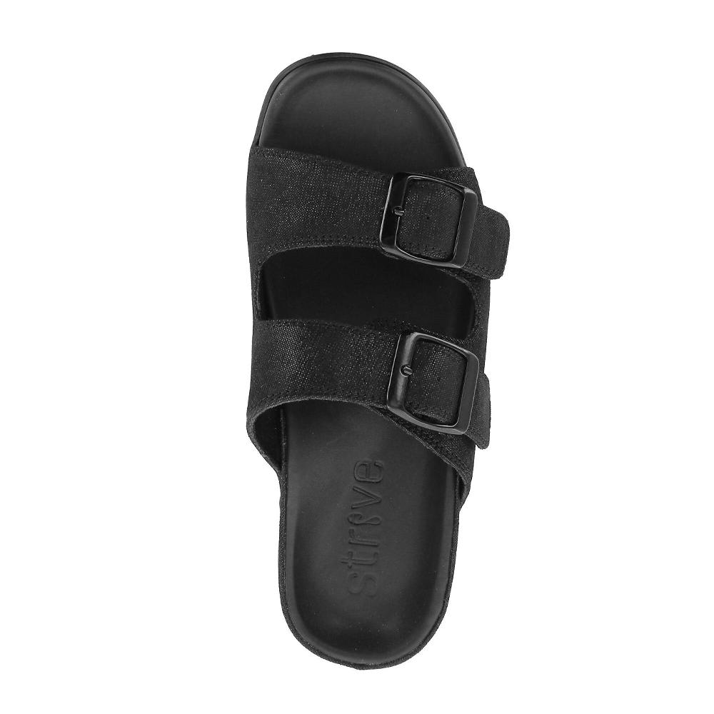QVC Strive Footwear Ciabatta In Pelle Fascette Regolabili E Fibbia