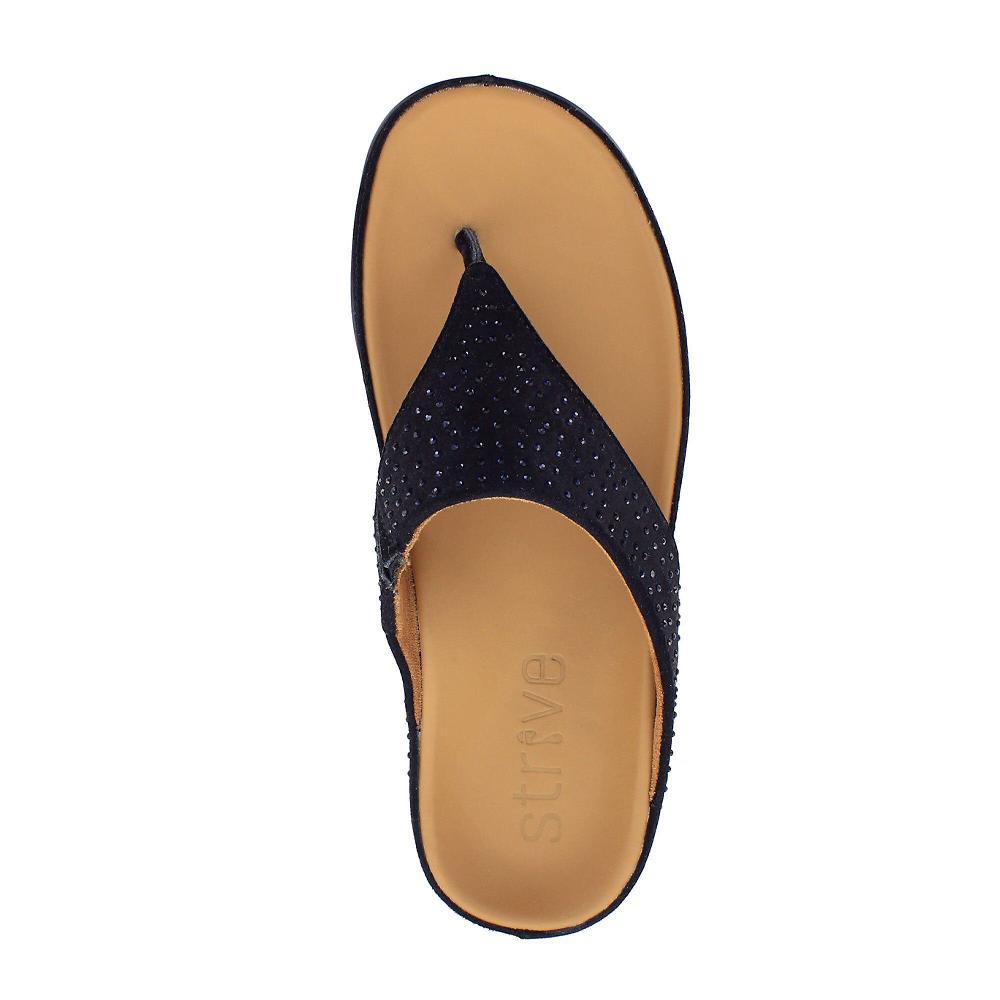 QVC Strive Footwear Infradito In Pelle Con Fascia Frontale Rivestita Da Strass