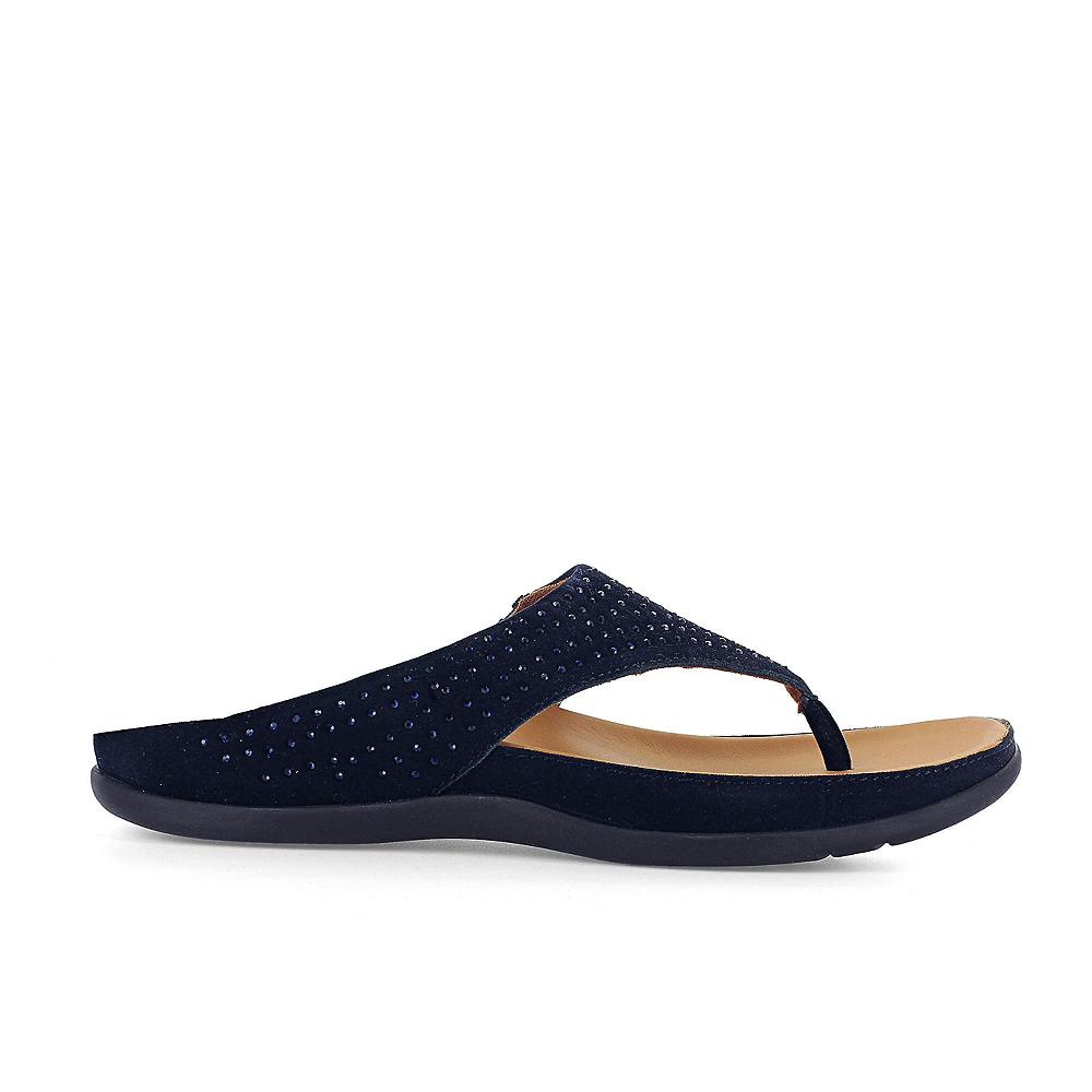 QVC Strive Footwear Infradito In Pelle Con Fascia Frontale Rivestita Da Strass