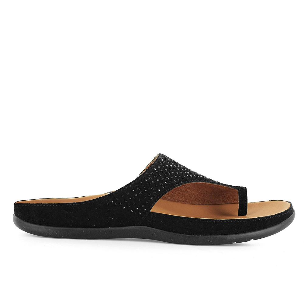 QVC Strive Footwear Infradito In Pelle Con Strass E Inserto Elastico