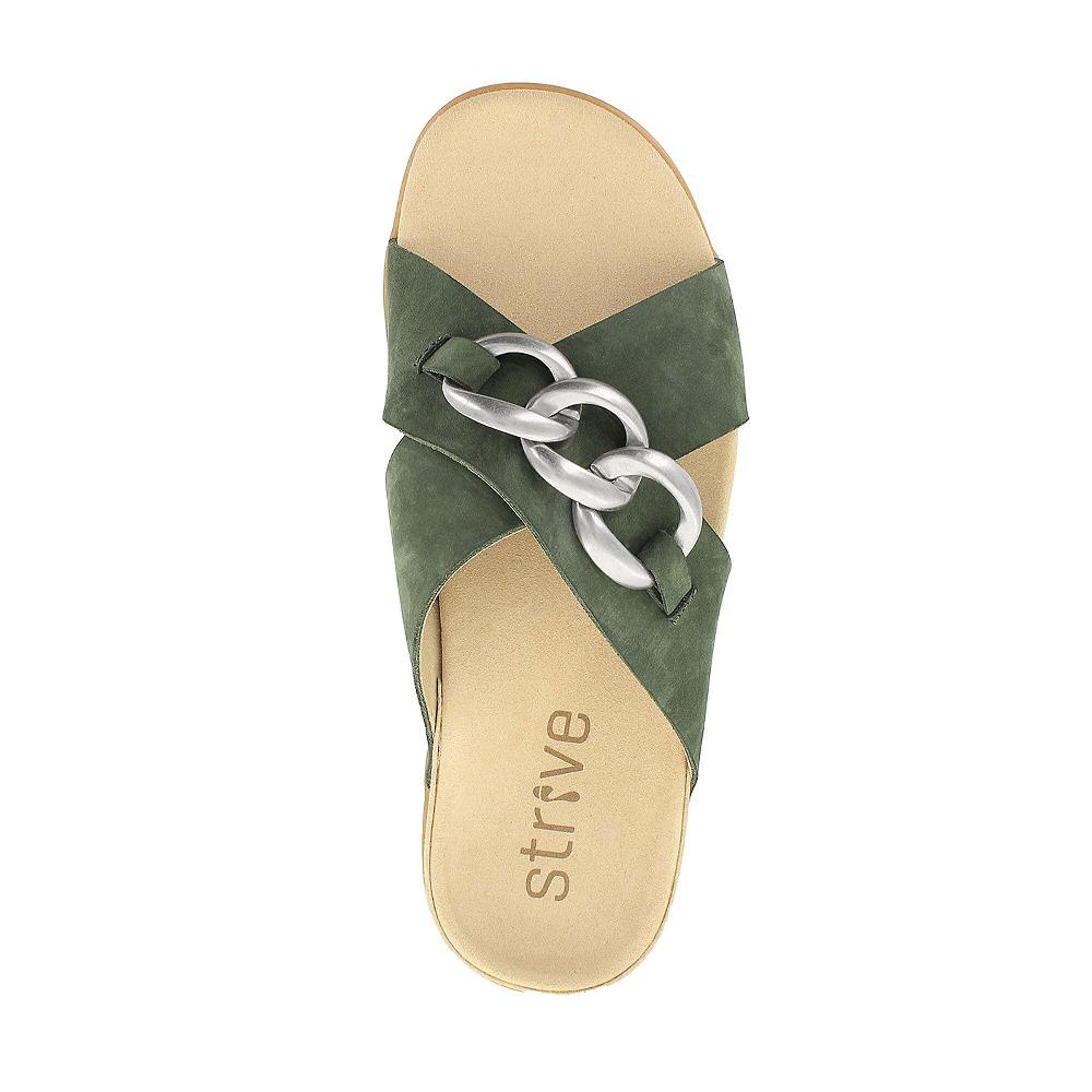 QVC Strive Footwear Sandali In Pelle Con Fasce Incrociate E Catena Decorativa