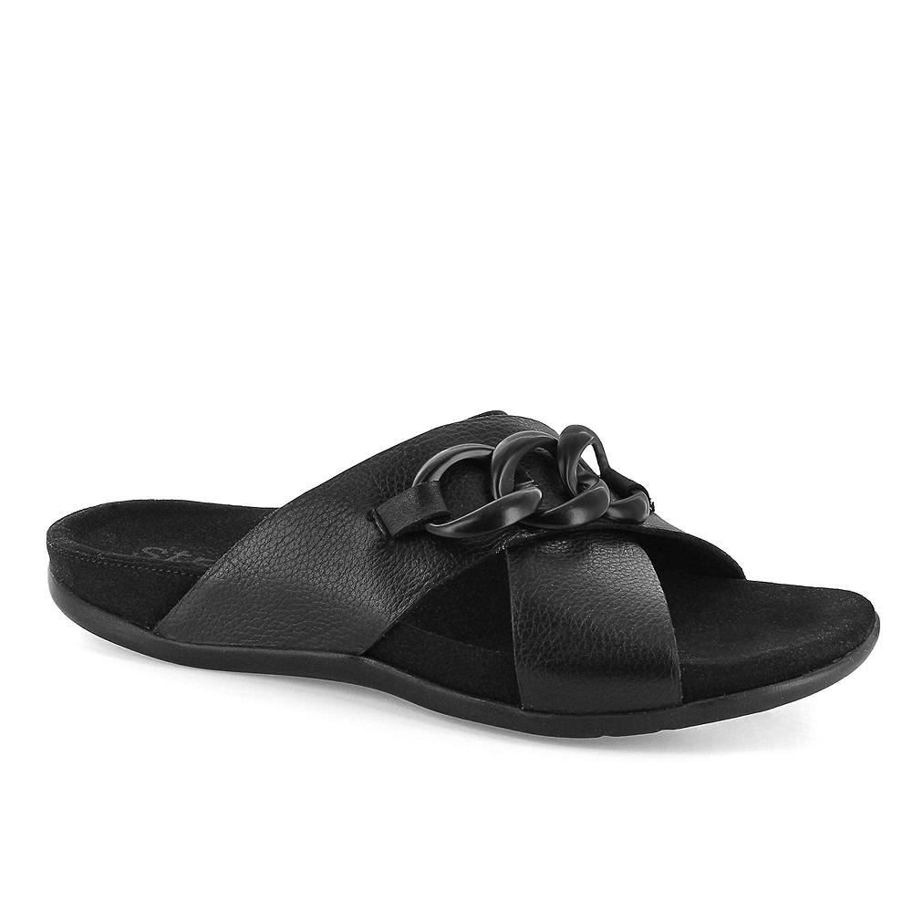 QVC Strive Footwear Sandali in pelle con fasce incrociate e catena decorativa