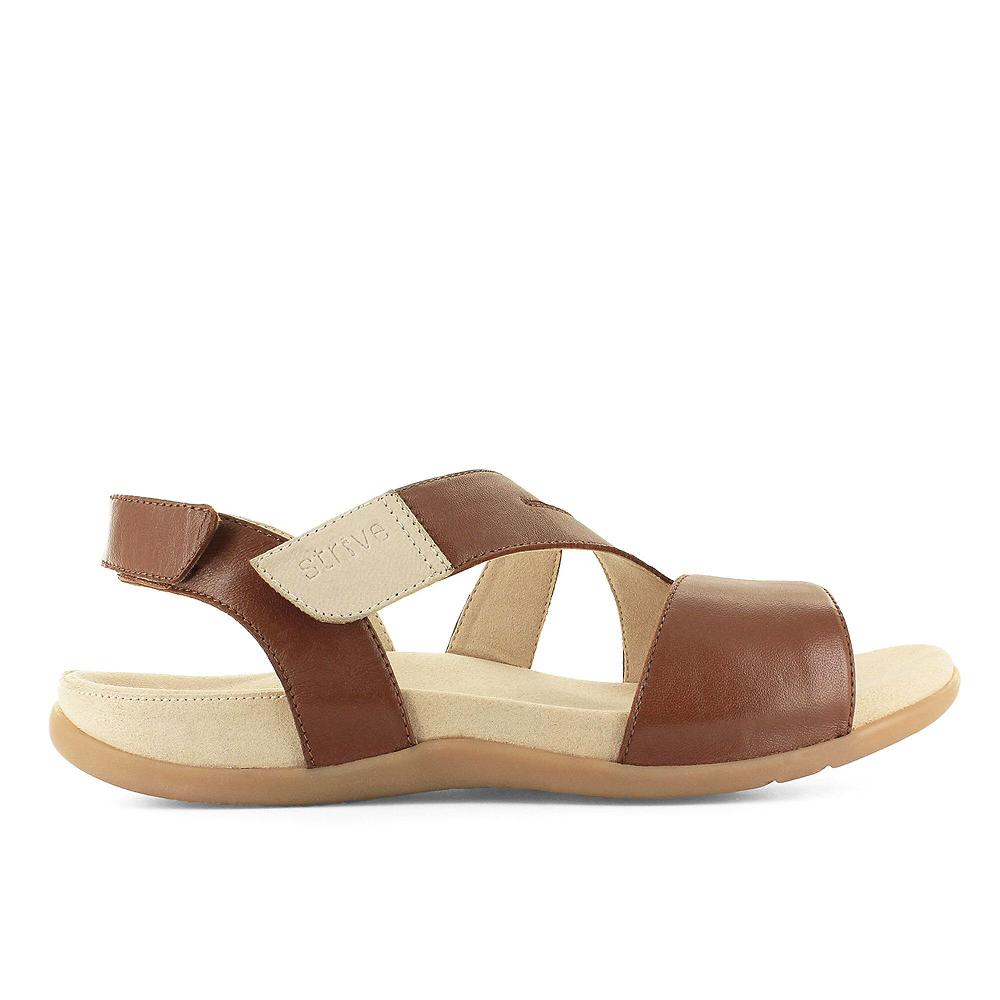 QVC Strive Footwear Sandali In Pelle Fascia Regolabile Con Velcro Soletta Memory