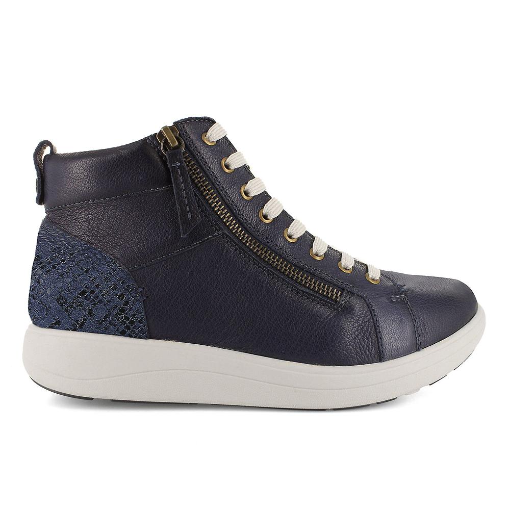 QVC Strive Footwear Sneaker Alta In Pelle Con Lacci E Zip Laterale
