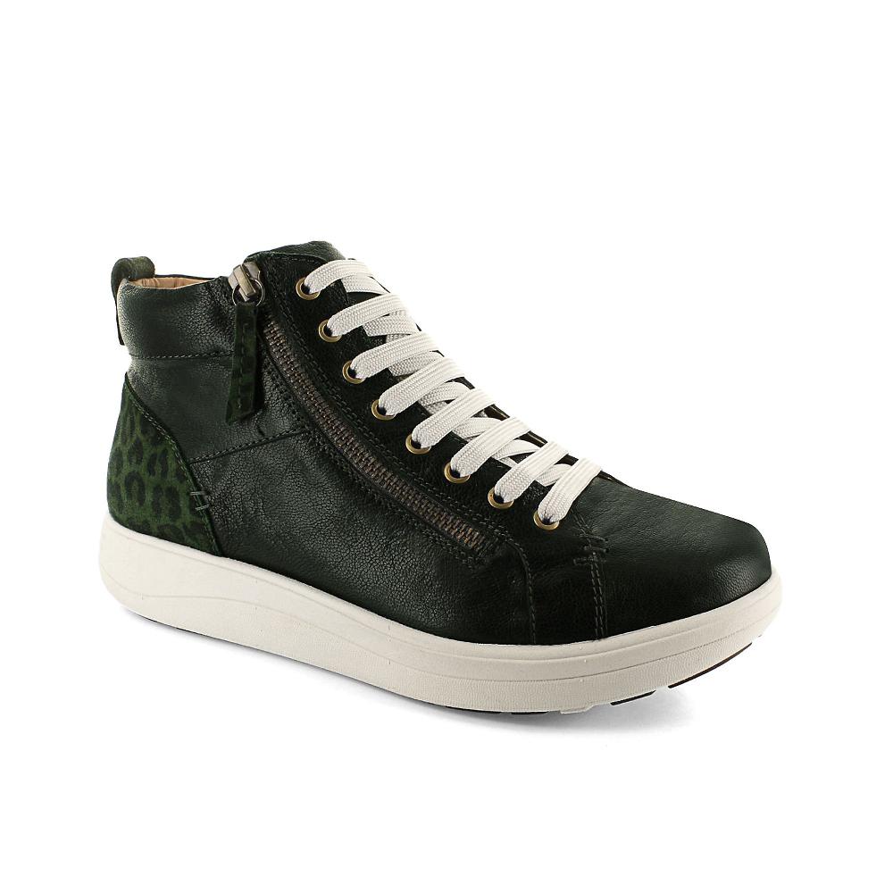 QVC Strive Footwear Sneaker alta in pelle con lacci e zip laterale