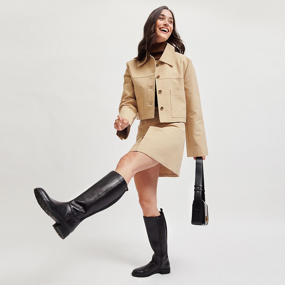 QVC Strive Footwear Stivali In Pelle Con Inserti Elastici E Zip Laterale