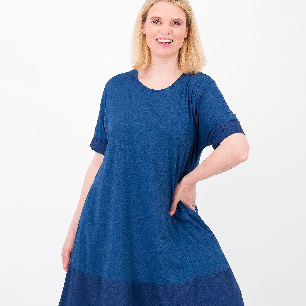QVC Studio 19 Abito Linea Ad A In Jersey Di Cotone Inserto In Popeline Made In Italy