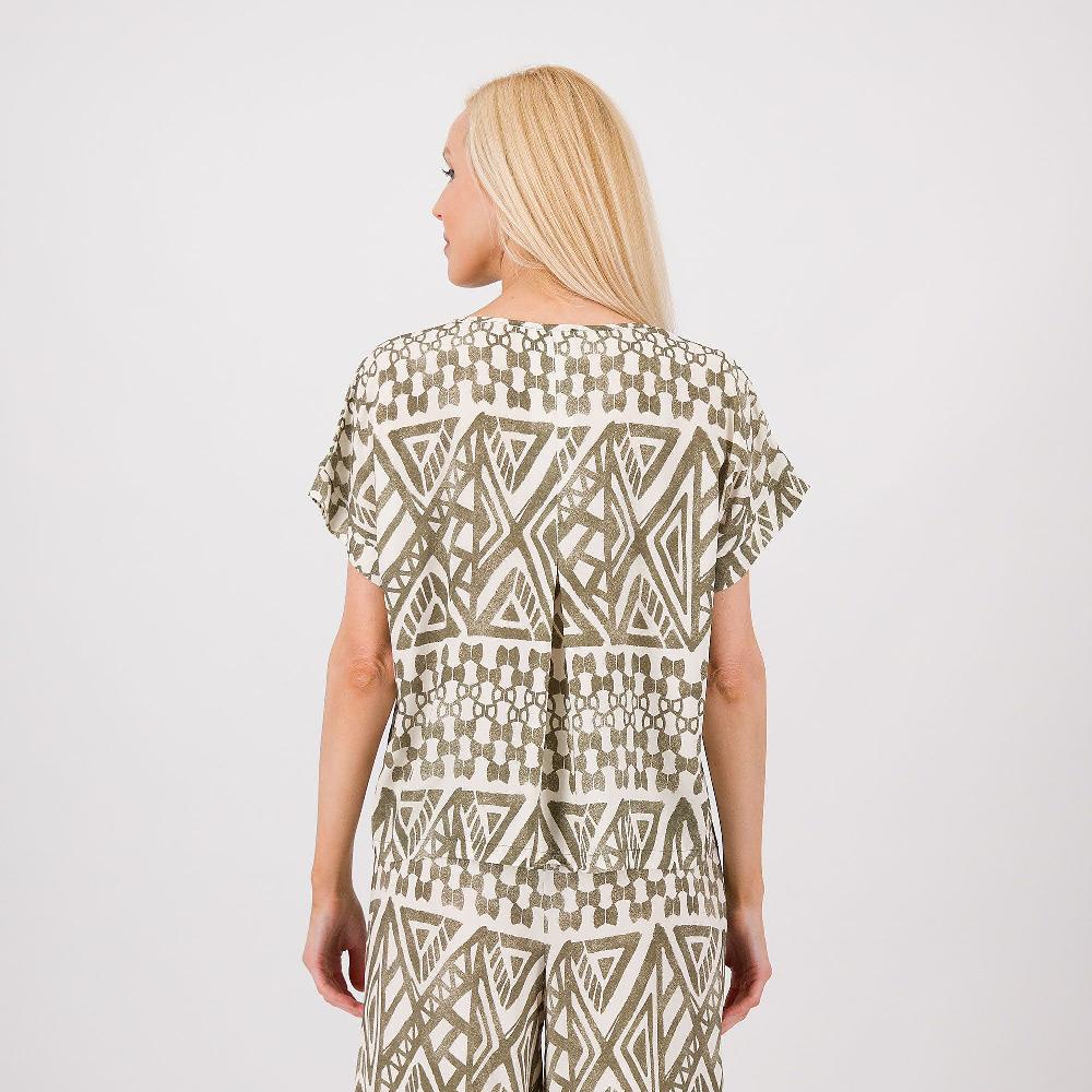 QVC Studio 19 Blusa In Tela Di Viscosa Fantasia Con Scollo Tondo