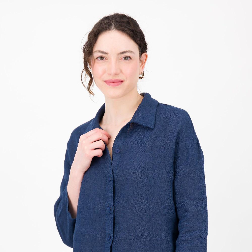 QVC Studio 19 Camicia 100% Lino Linea A Scatola Manica 3/4 Made In Italy