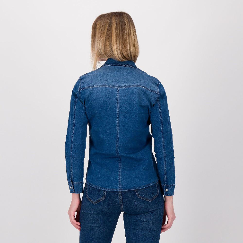 QVC Studio 19 Camicia Sciancrata Di Jeans Con Maniche Lunghe