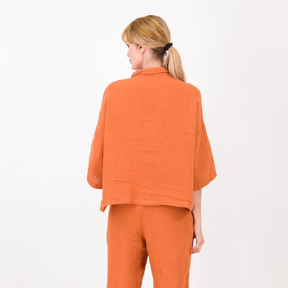 QVC Studio 19 Camicia Tinto Capo In 100% Lino Con Tasconi