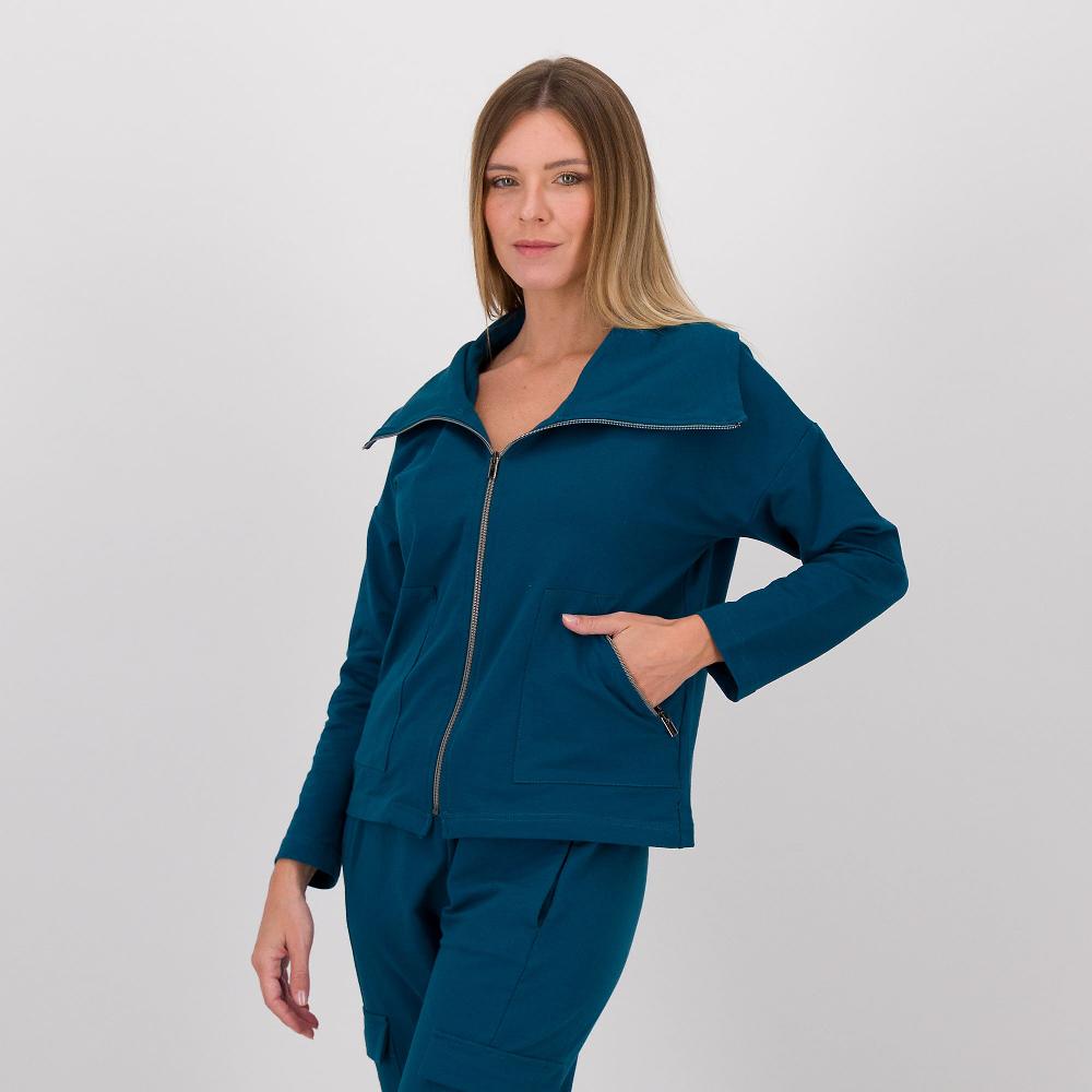 QVC Studio 19 Felpa maniche lunghe con collo a cratere e chiusura a zip