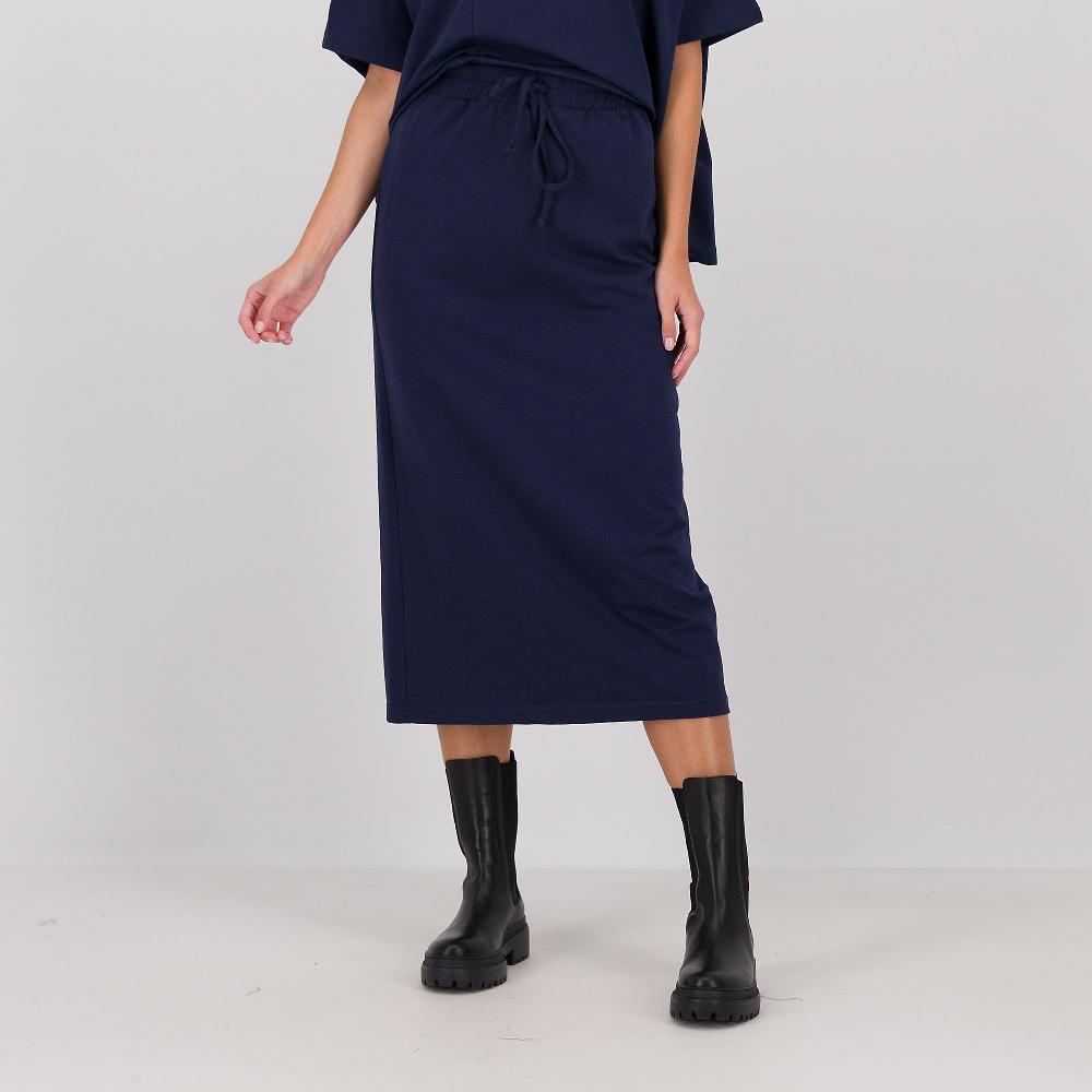 QVC Studio 19 Gonna lunga in felpa con coulisse e spacco dietro