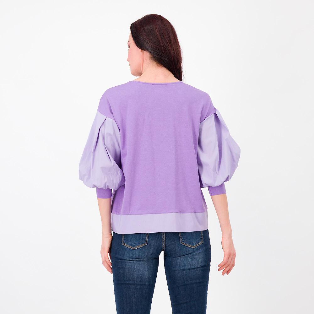 QVC Studio 19 Maglia In Jersey Di Cotone Stretch Inserti In Popeline Made In Italy