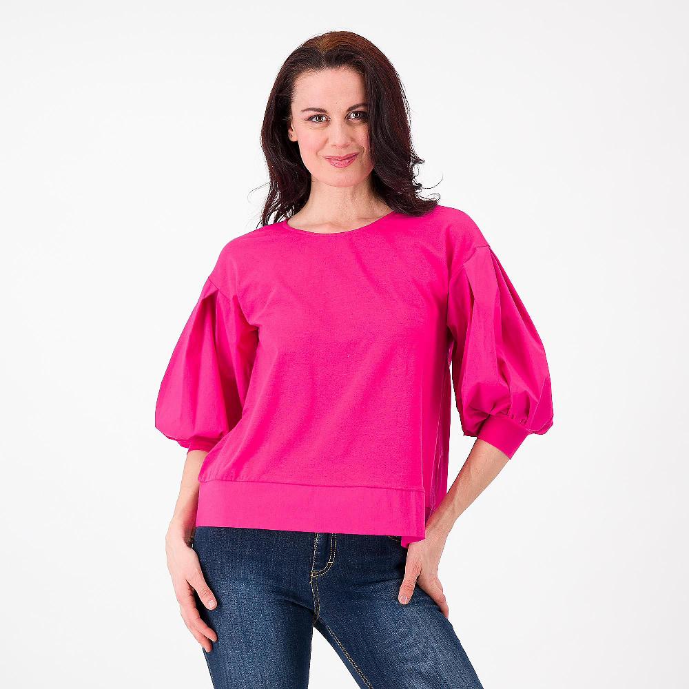 QVC Studio 19 Maglia in jersey di cotone stretch Inserti in popeline Made in Italy