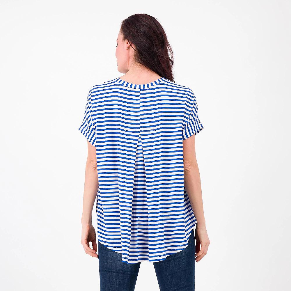 QVC Studio 19 Maglia In Jersey Di Viscosa A Righe Taschino Applicato Made In Italy