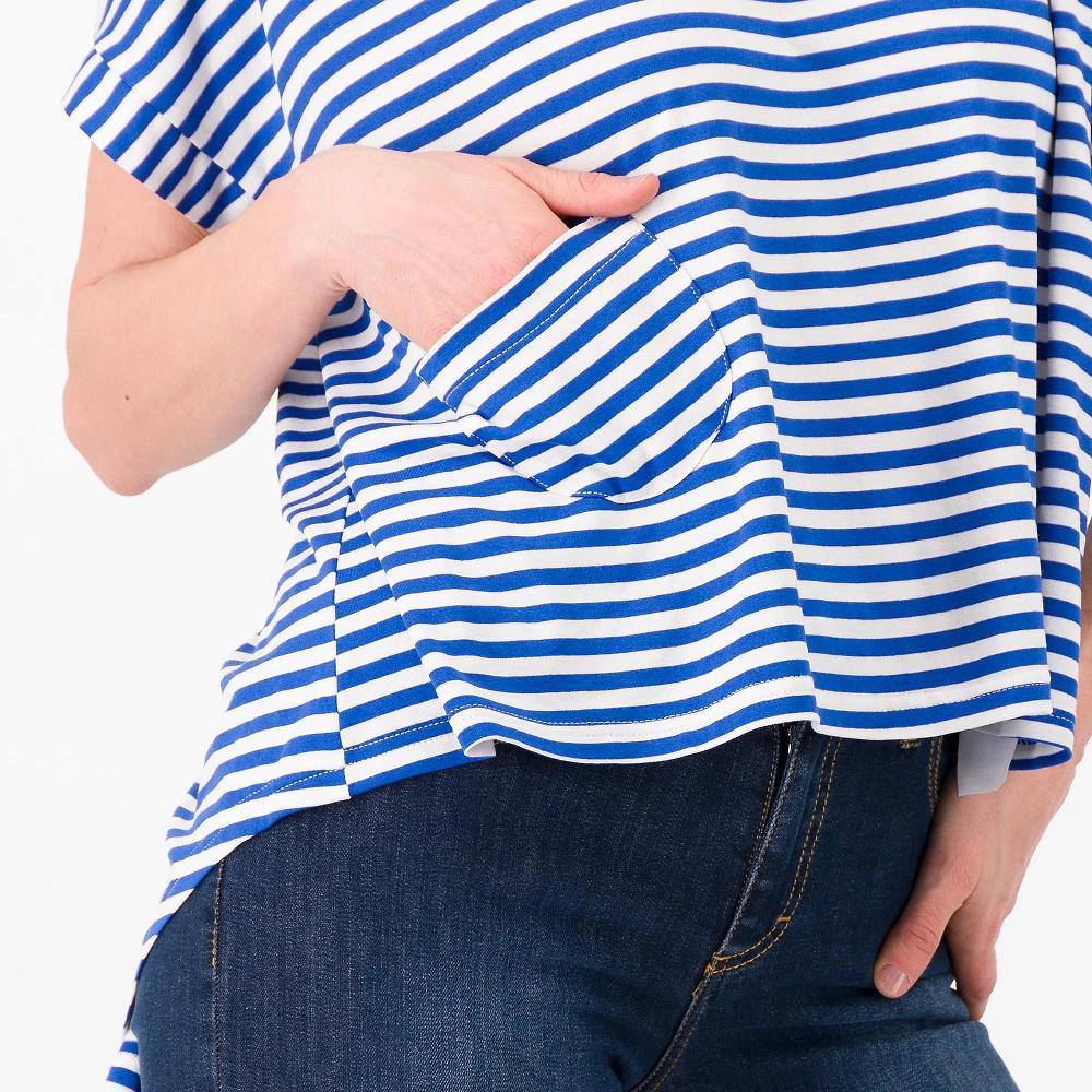 QVC Studio 19 Maglia In Jersey Di Viscosa A Righe Taschino Applicato Made In Italy