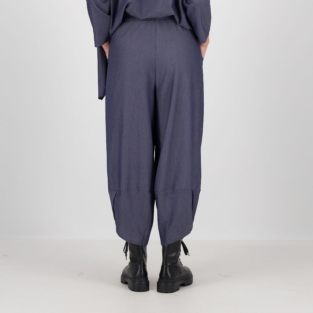 QVC Studio 19 Pantaloni Balloon In Tessuto Chambray Con Tasche Applicate