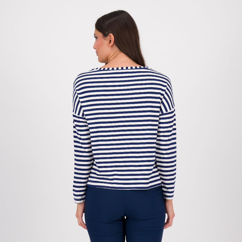 QVC Studio 19 T-shirt In Jersey Di Viscosa A Righe Con Maniche Lunghe