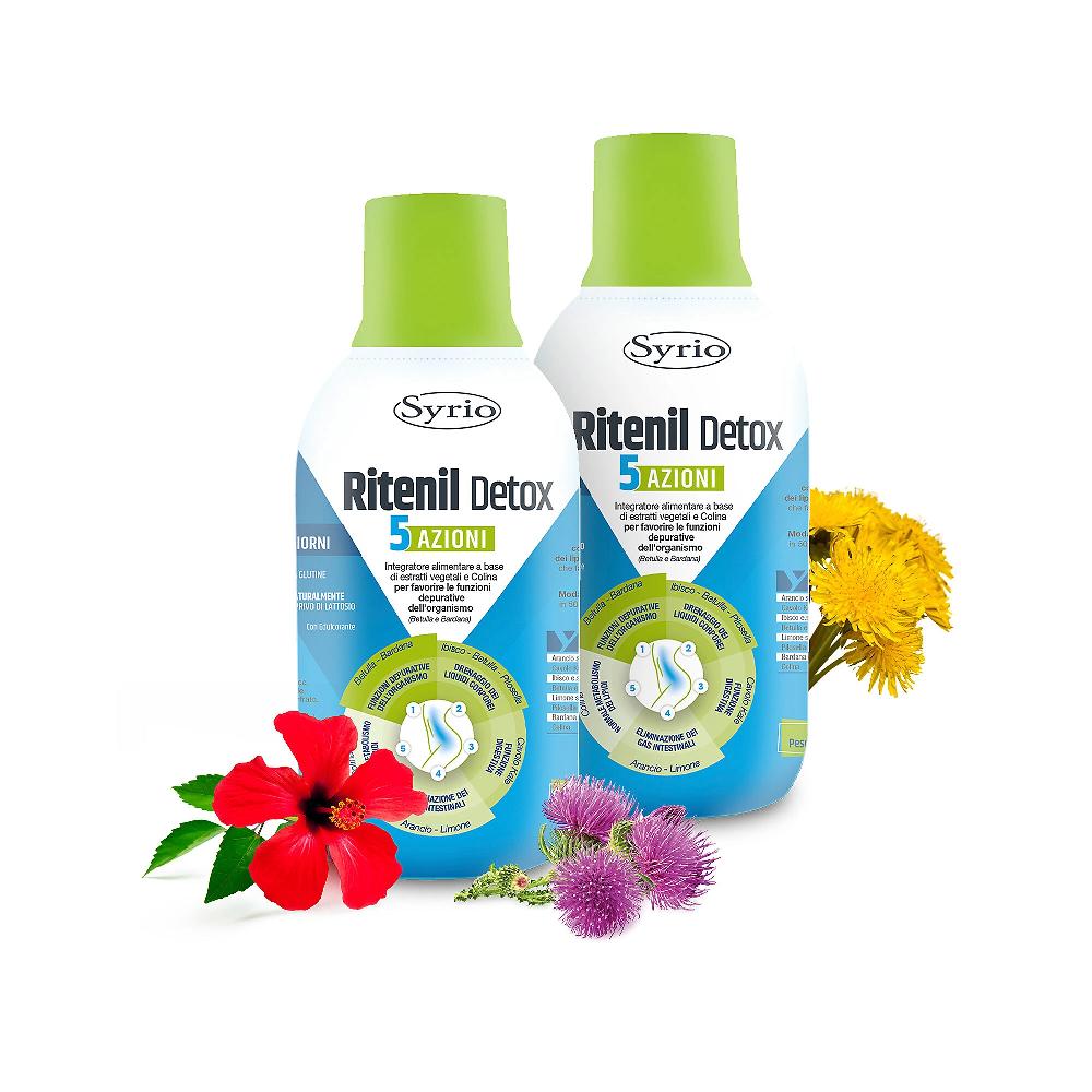 QVC Syrio Ritenil Detox 5 Azioni Integratore 2x500ml