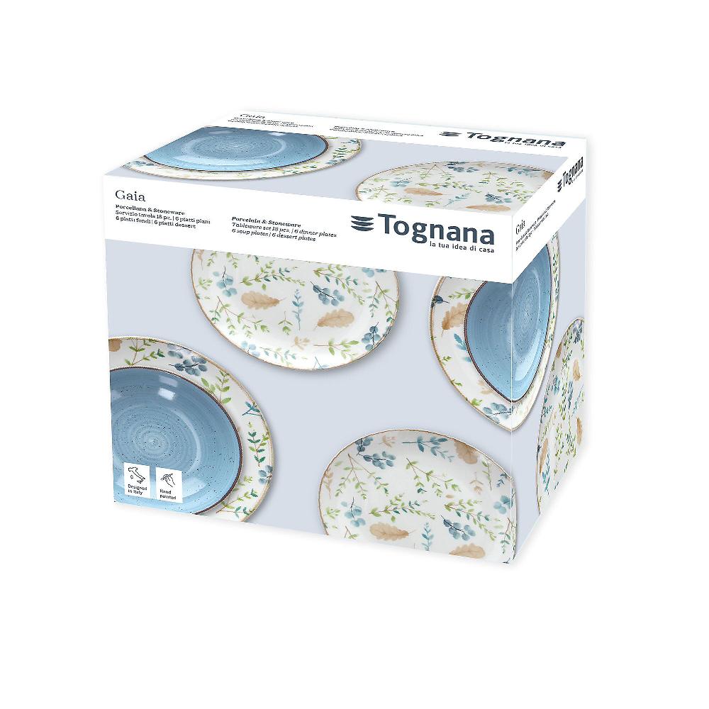 QVC Tognana Servizio Tavola 18 Pz Decoro Gaia + Tovaglia Antibes