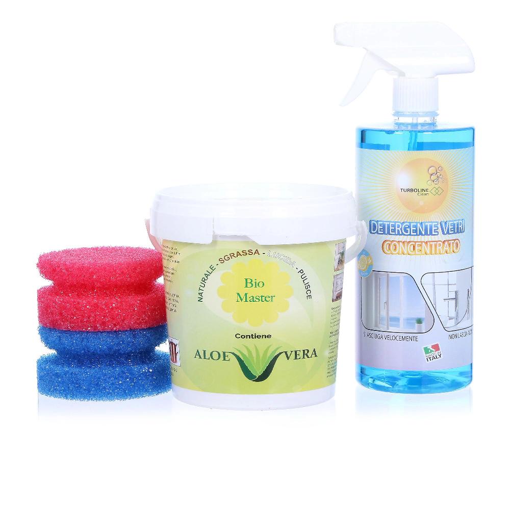 QVC Turboline Kit Biomaster 1 5kg con Aloe Vera e detergente vetri 750ml