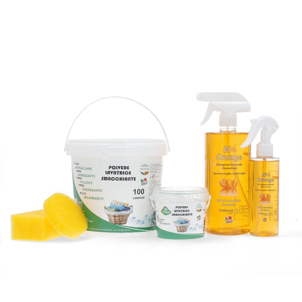 QVC Turboline Kit BioOrange (750ml + 200ml) + Polvere Lavatrice (2kg + 300gr)