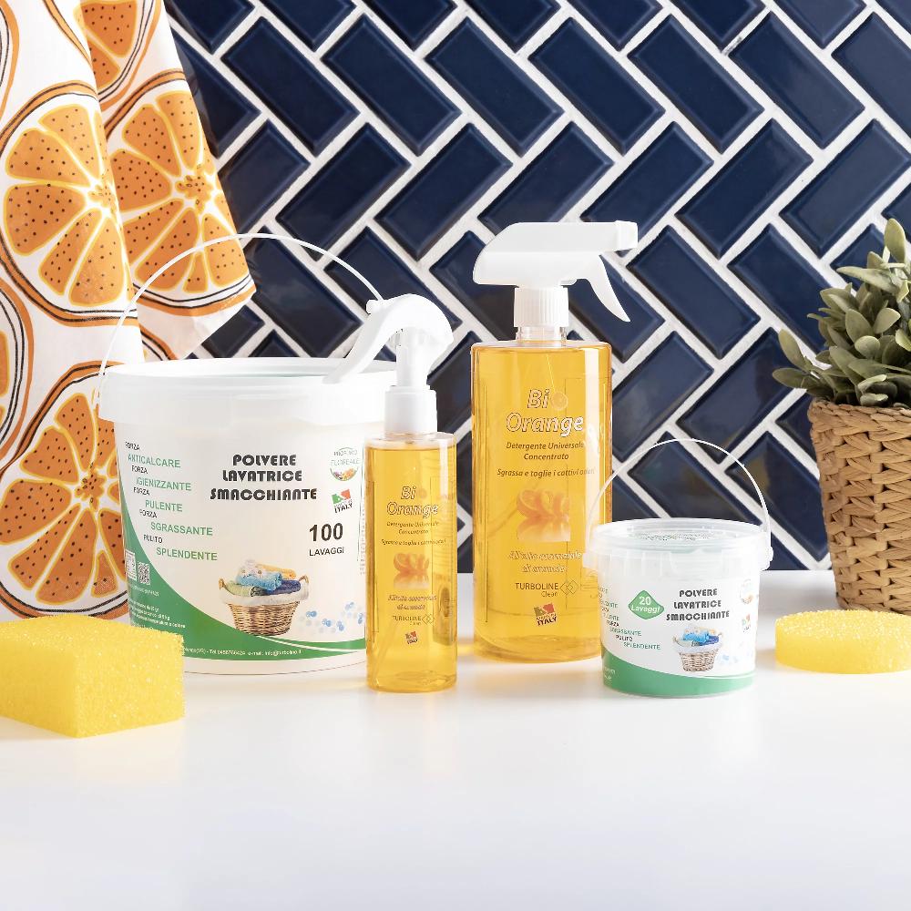 QVC Turboline Kit BioOrange (750ml + 200ml) + Polvere lavatrice (2kg + 300gr)