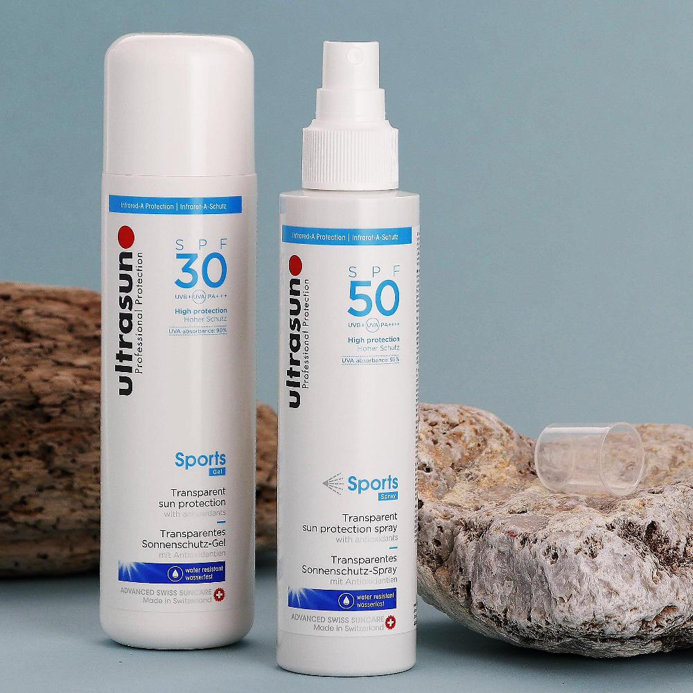 QVC Ultrasun Gel solare Sports SPF30 + spray Sports SPF50