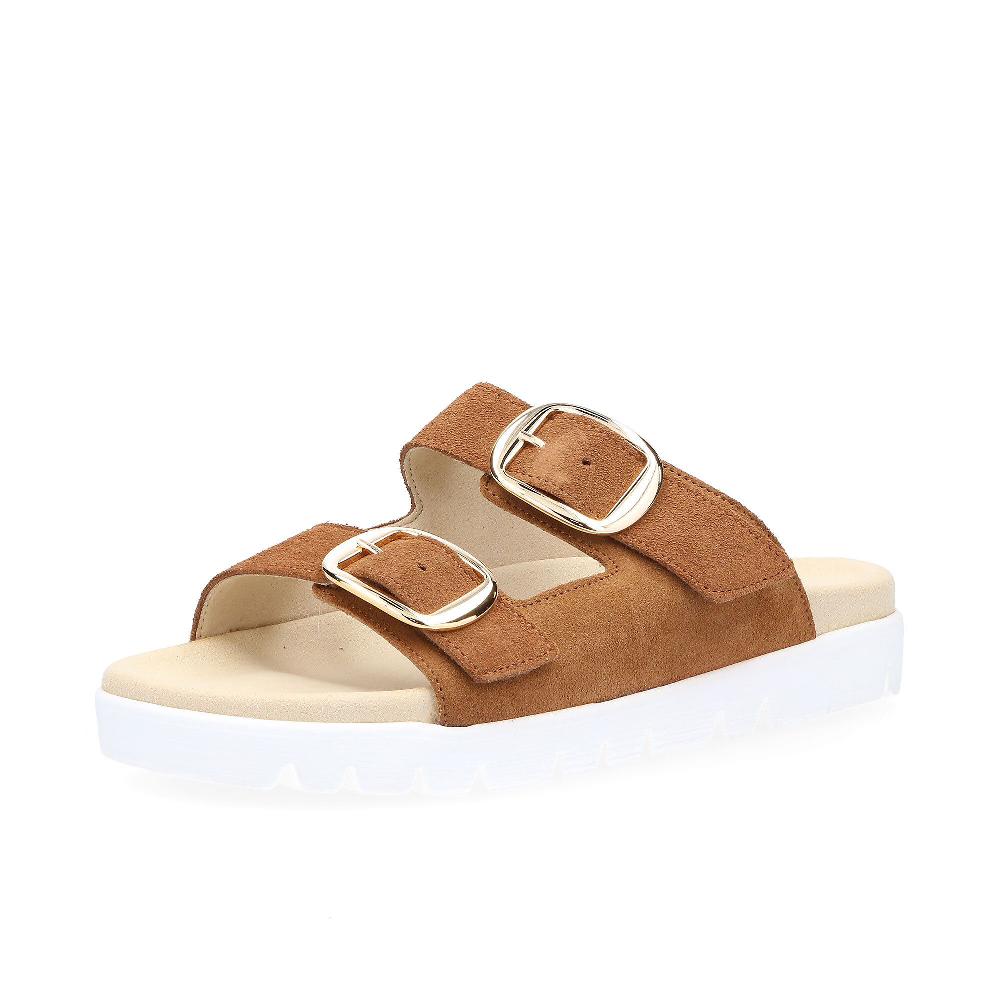 QVC Vitaform Ciabatte in pelle scamosciata con fibbie