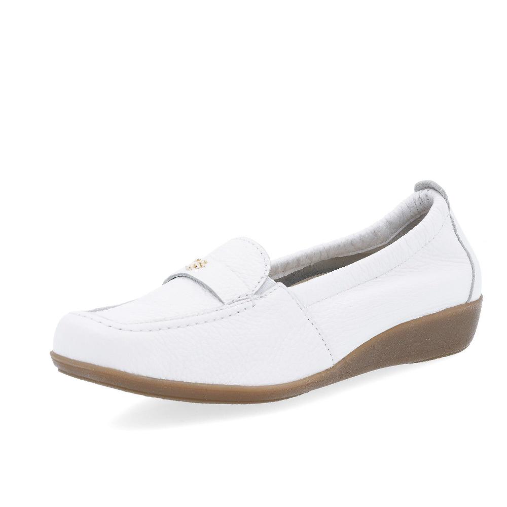 QVC Vitaform Mocassini in pelle con fascetta e logo metallico