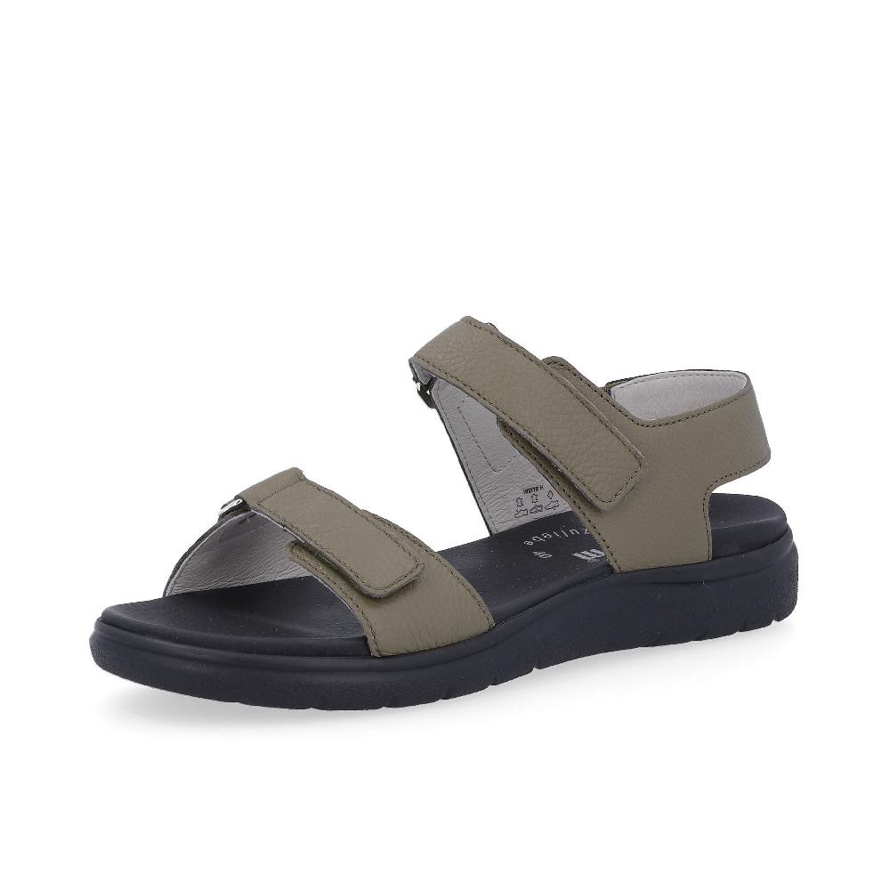 QVC Vitaform Sandalo in pelle con inserto elastico Cinturini regolabili con velcro