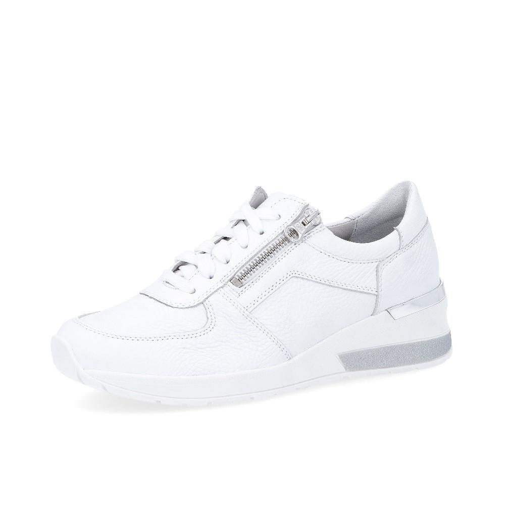 QVC Vitaform Sneaker in pelle Zip laterale Inserto metallico Zeppa 4 5 cm