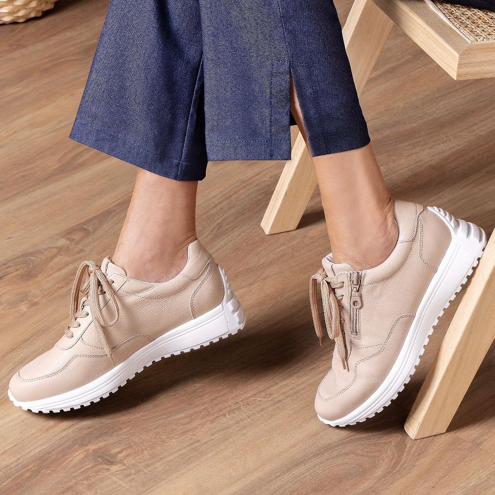 QVC Vitaform Sneaker in pelle Zip laterale Soletta removibile Air Cushioned