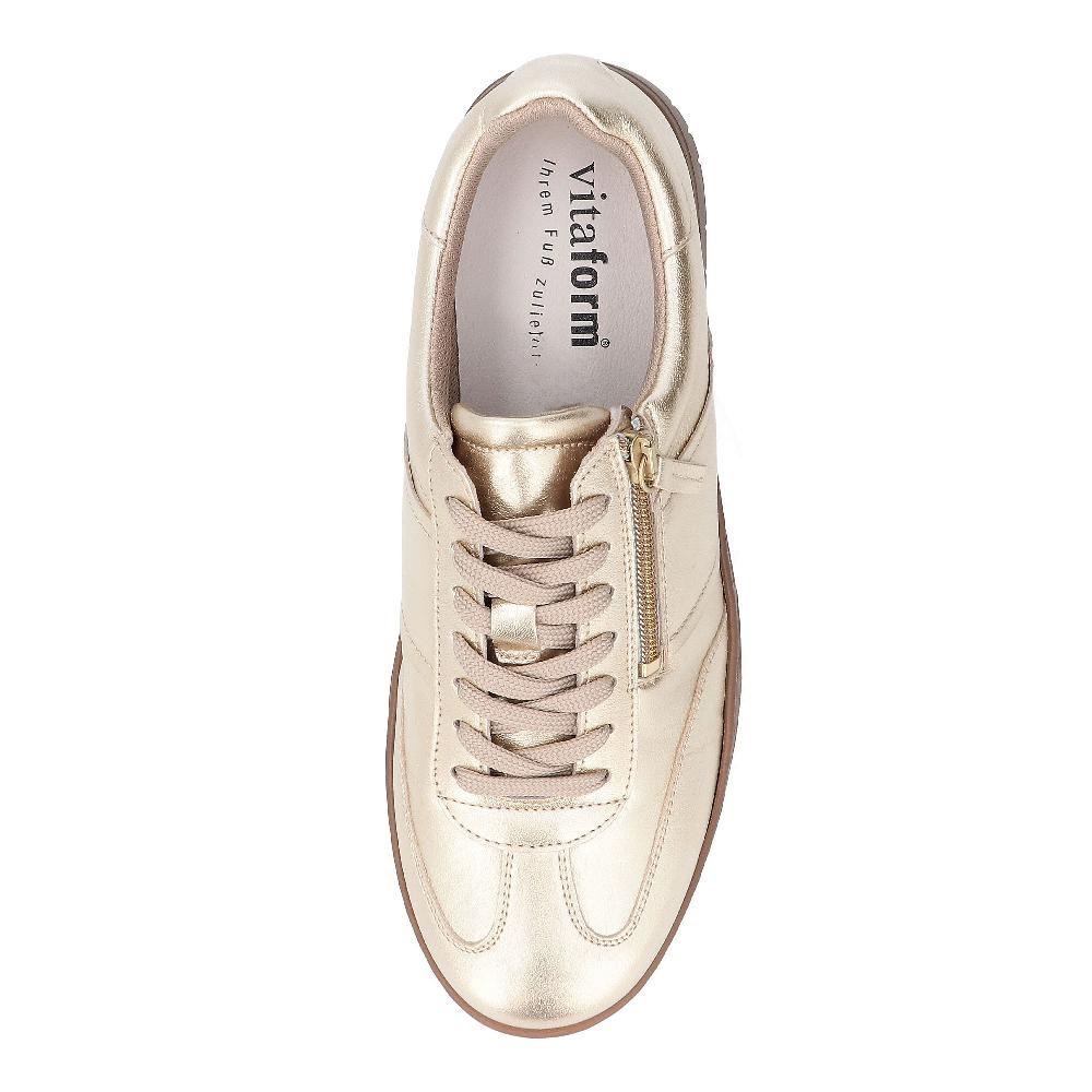 QVC Vitaform Sneaker Stringate In Pelle Metallizzata Con Suola 3 Cm