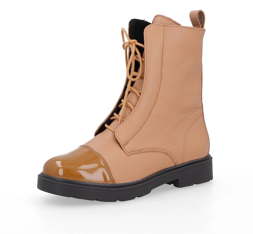 QVC Vitaform Stivaletti stringati in pelle con zip e tacco 3cm