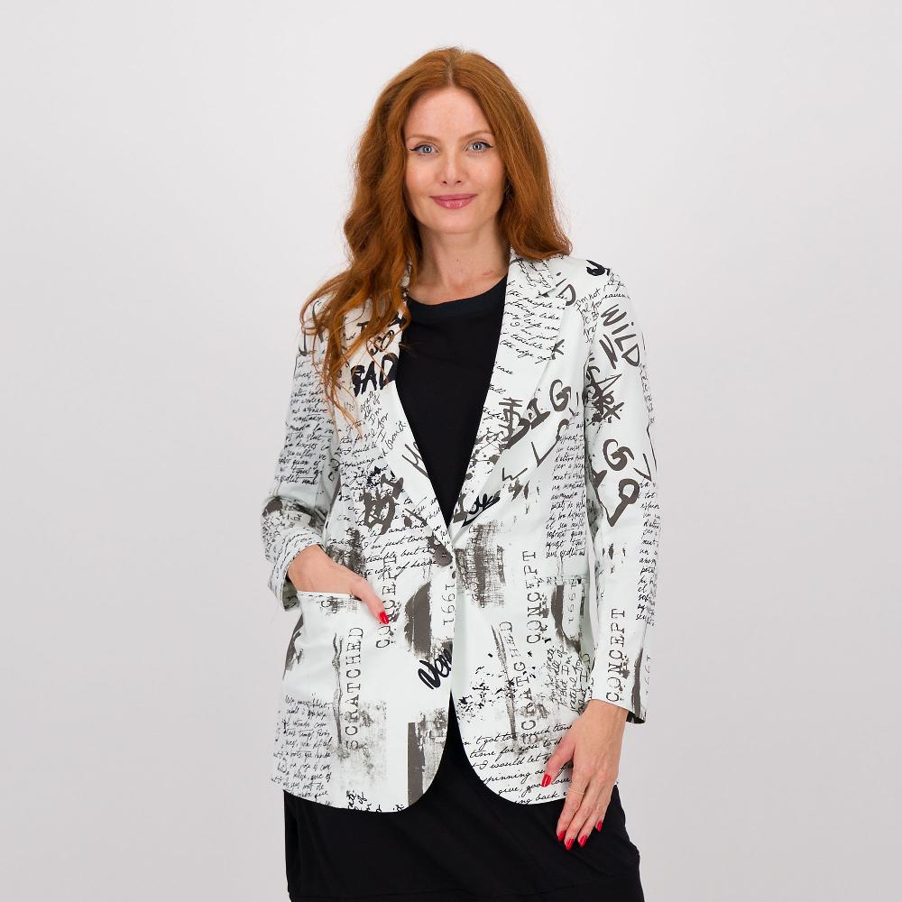 QVC W.I.T.A. Blazer fantasia a maniche lunghe in cotone stretch