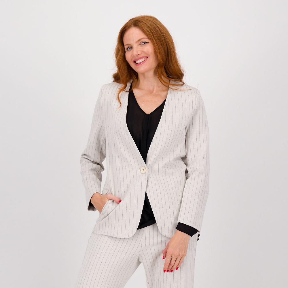 QVC W.I.T.A. Blazer gessato in punto Milano di viscosa