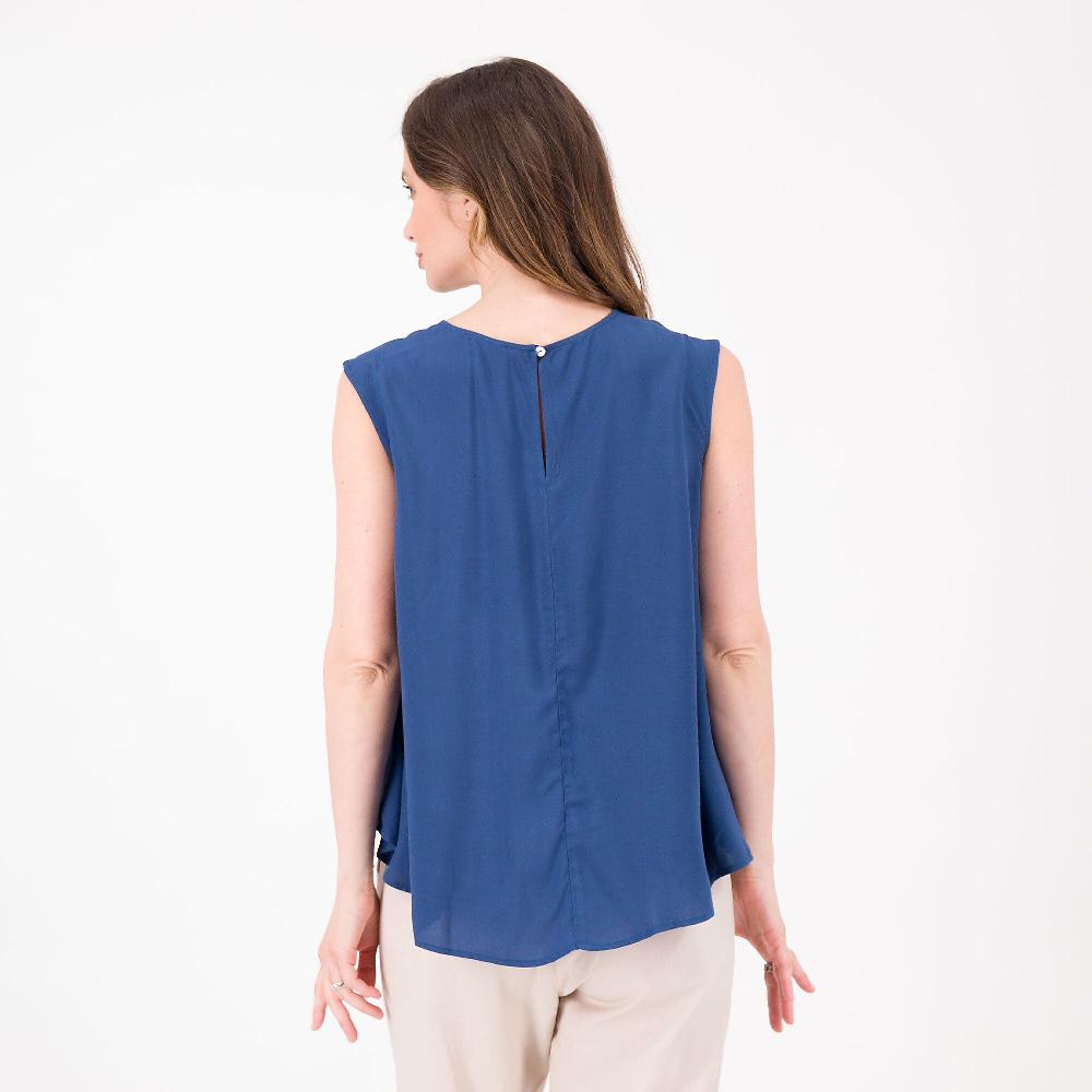 QVC W.I.T.A. Blusa Smanicata Popeline 100%viscosa Fondo Asimmetrico Made In Italy