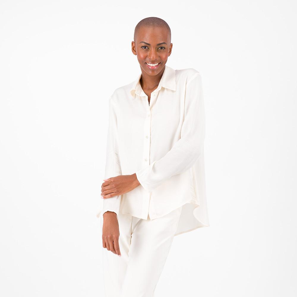 QVC W.I.T.A. Camicia in raso 100% viscosa Fondo asimmetrico Made in Italy