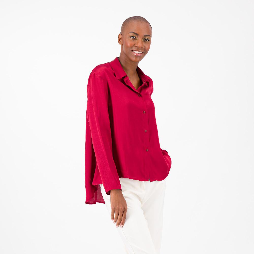 QVC W.I.T.A. Camicia in raso 100% viscosa Fondo asimmetrico Made in Italy